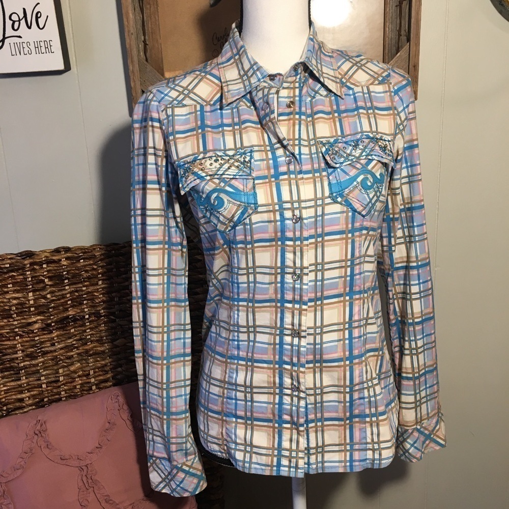 Pepe Jeans London plaid snap down shirt